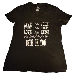 Yellowstone Inspired Black Vneck Majestic Fan Fashion Short Sleeve Top